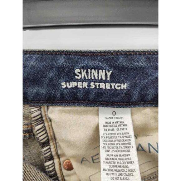American Eagle super stretch dark wash ankle skinnies in size 0 - Picture 3 of 4